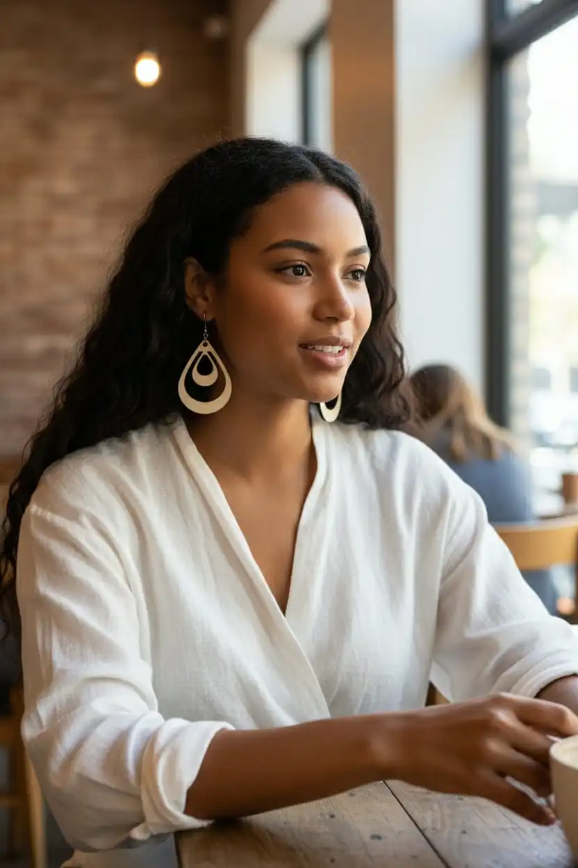 Boucles d’oreilles en bois en forme de goutte – Atelier BO