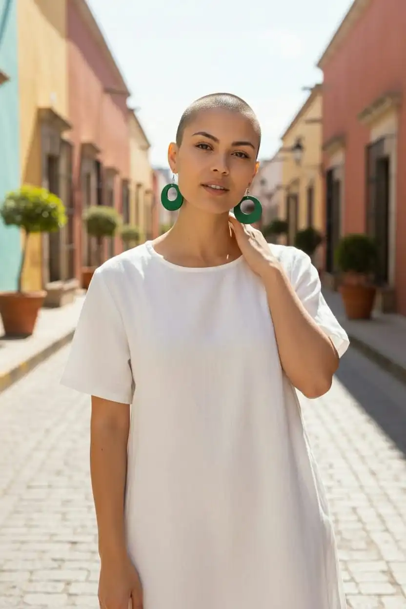 Boucles d’oreilles artisanales en bois peintes à la main