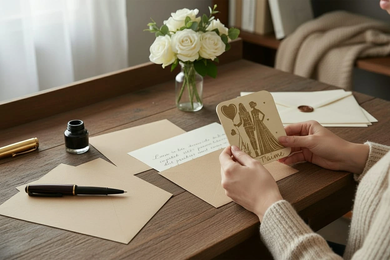 Carte postale en bois Je t’aime – Atelier BO